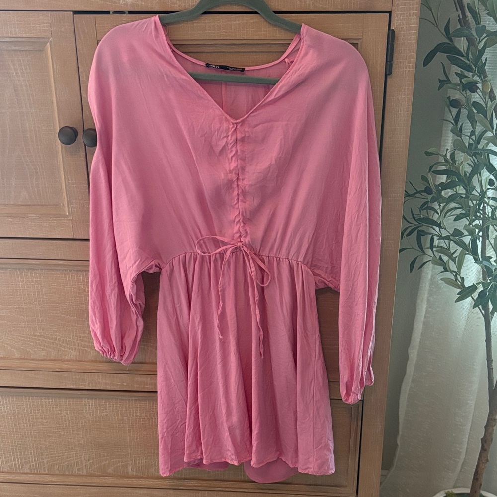 Zara Blush Pink Mini Dress with V-Neck
